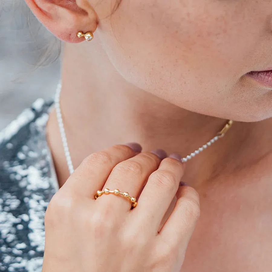 Sphere bead ring gold