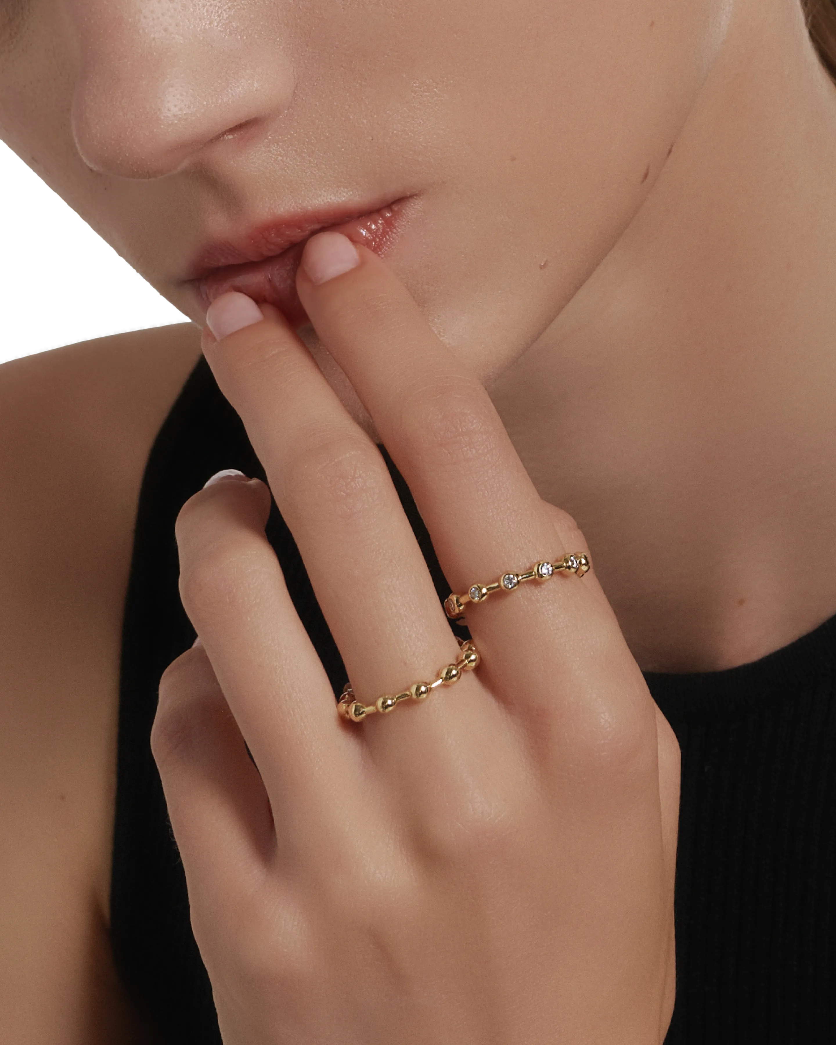 Sphere bead ring gold
