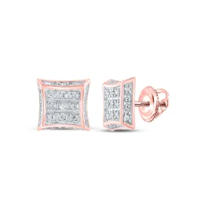 Splendid Jewellery 10kt Rose Gold Diamond Square Earrings: A Timeless Touch of Elegance