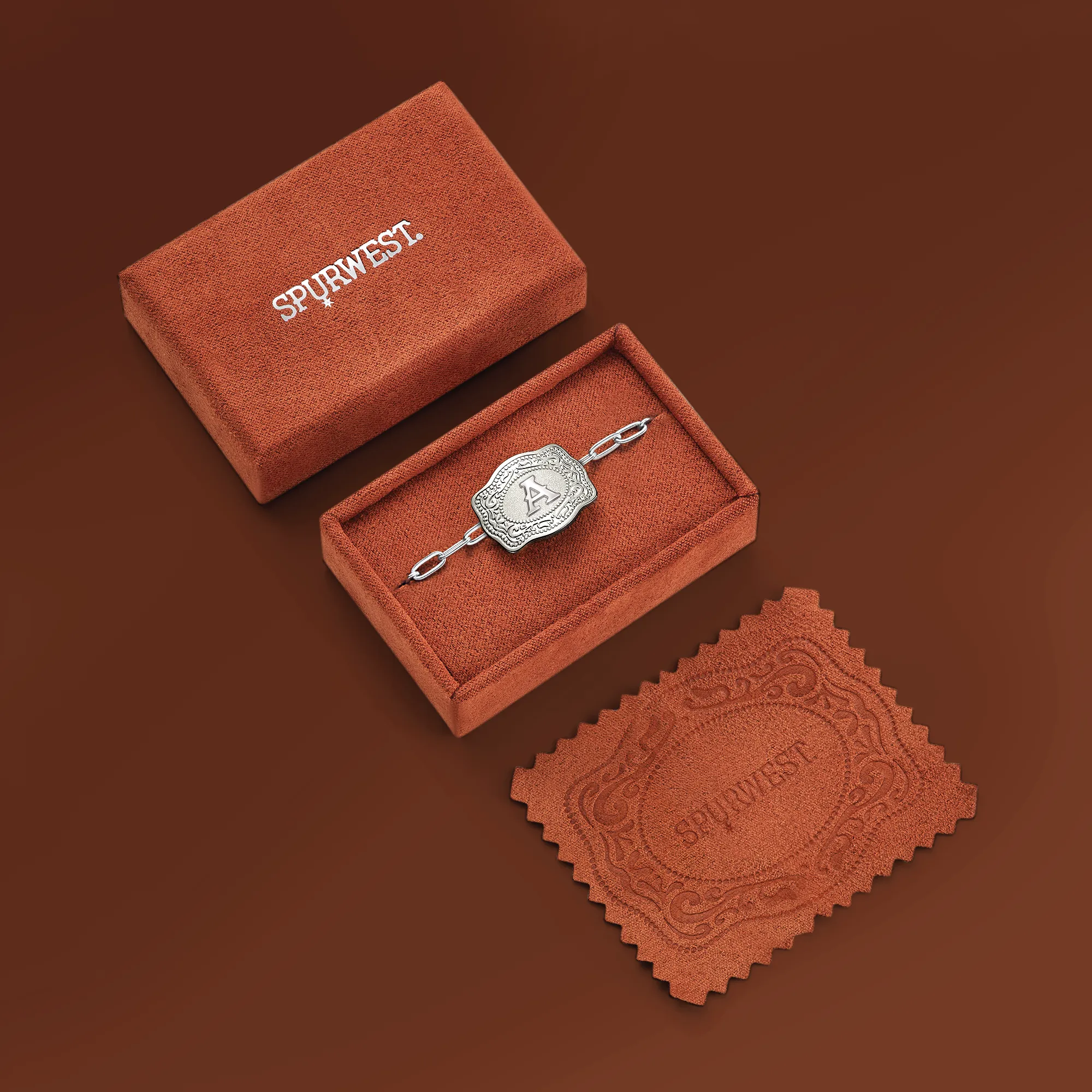 Spurwest Mini Belt Buckle Initial Necklace in Silver
