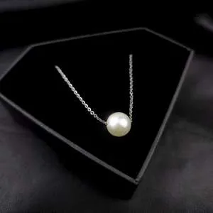 Stainless Steel Chain Necklace Minimalist Pearl Pendant Necklace
