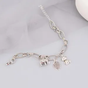 Stamp Thick Chain Charm Bracelets for Women - Fashion Hip Hop Vintage Bear Pendant Thai Silver Jewellery