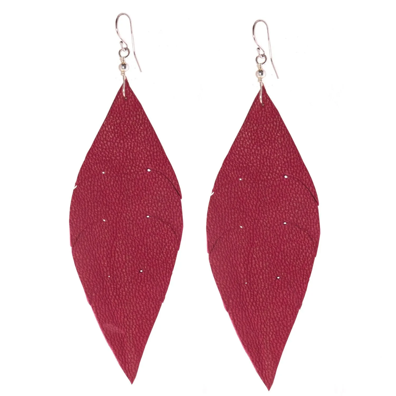 Sterling Silver and Leather Feather Earrings