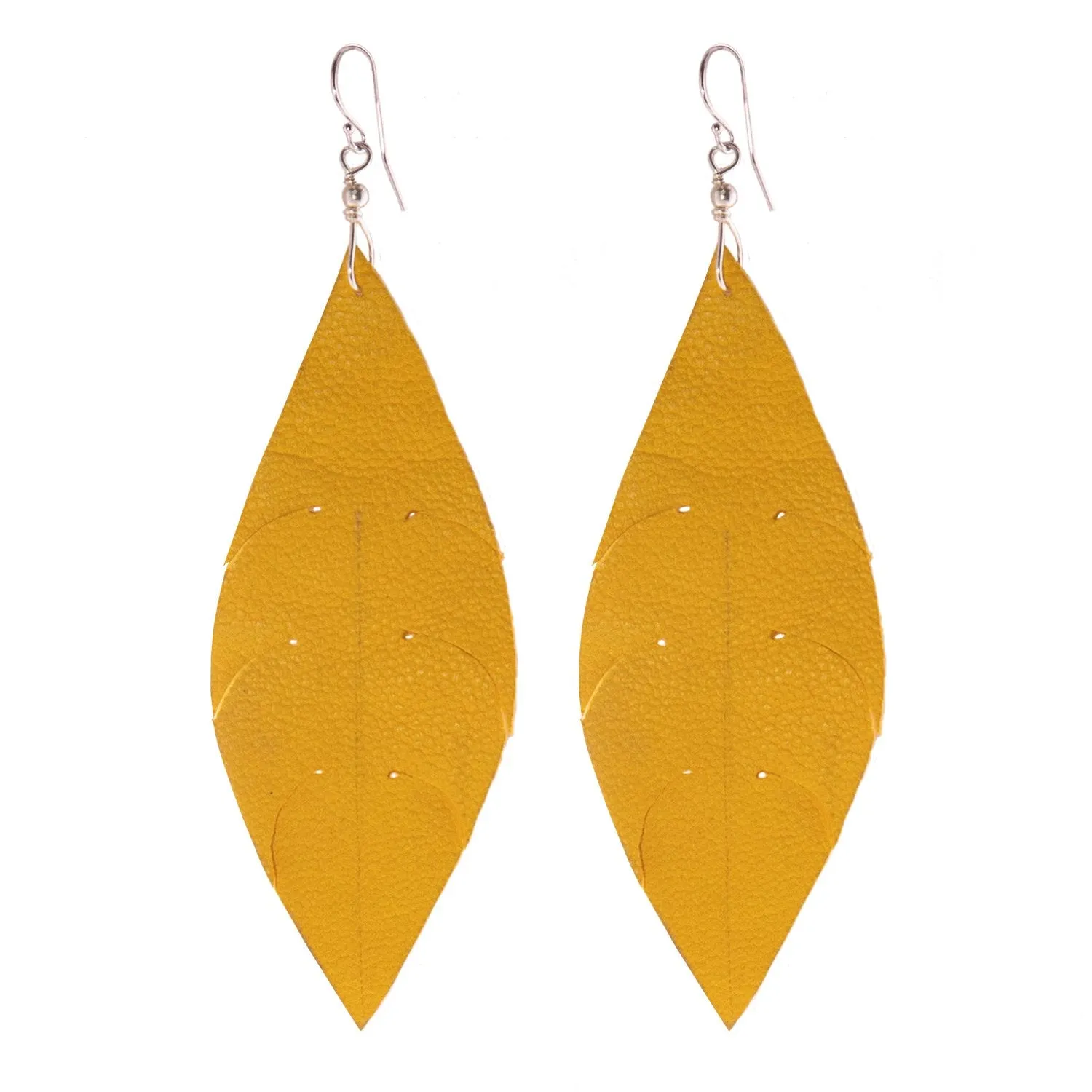 Sterling Silver and Leather Feather Earrings