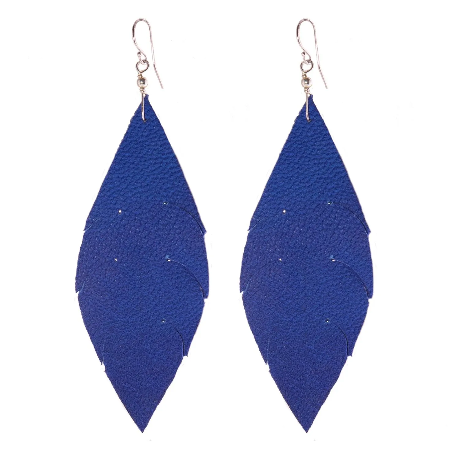 Sterling Silver and Leather Feather Earrings