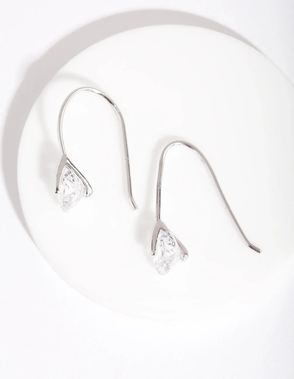 Sterling Silver Cubic Zirconia Sleek Drop Earrings