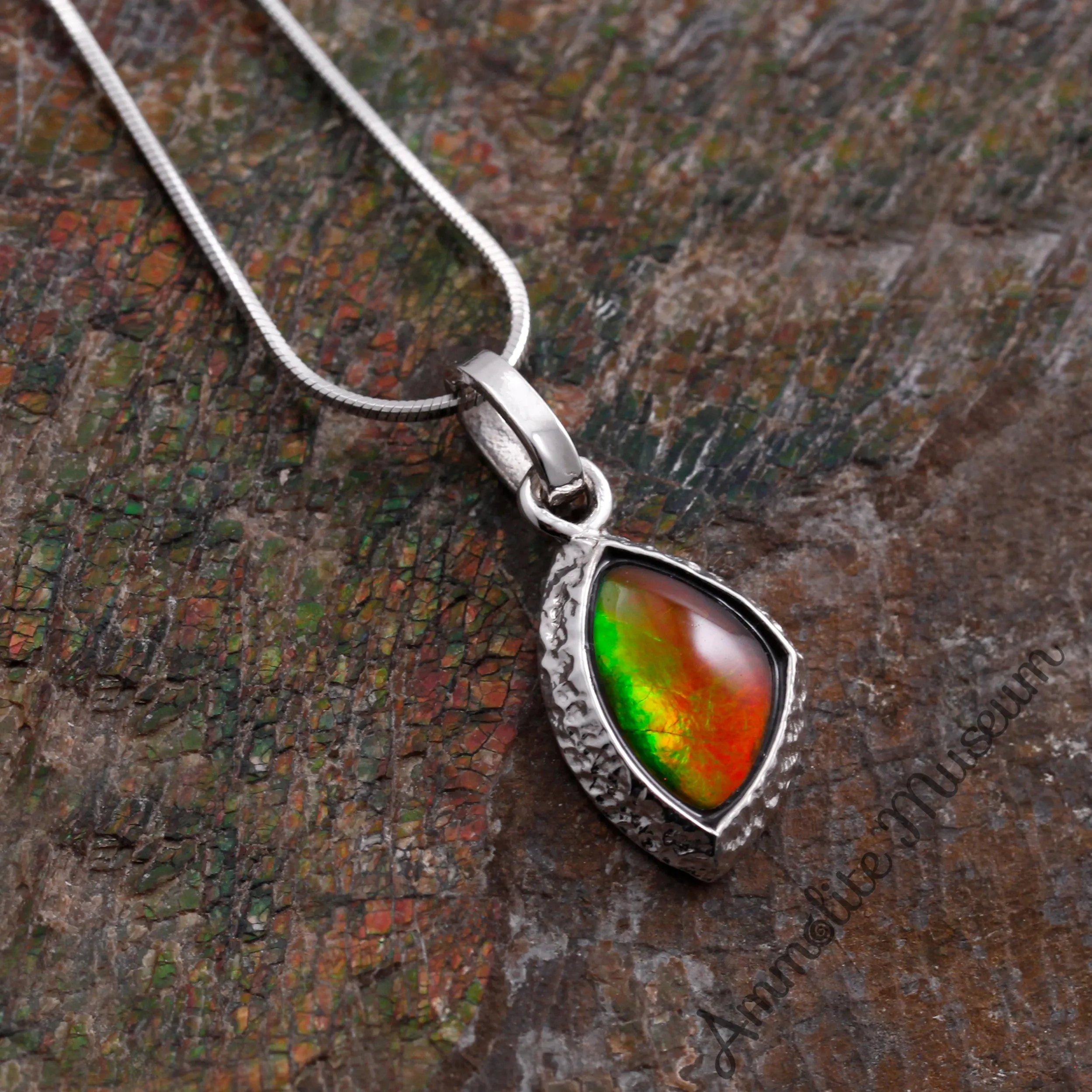 Sterling Silver Freeform Ammolite Pendant