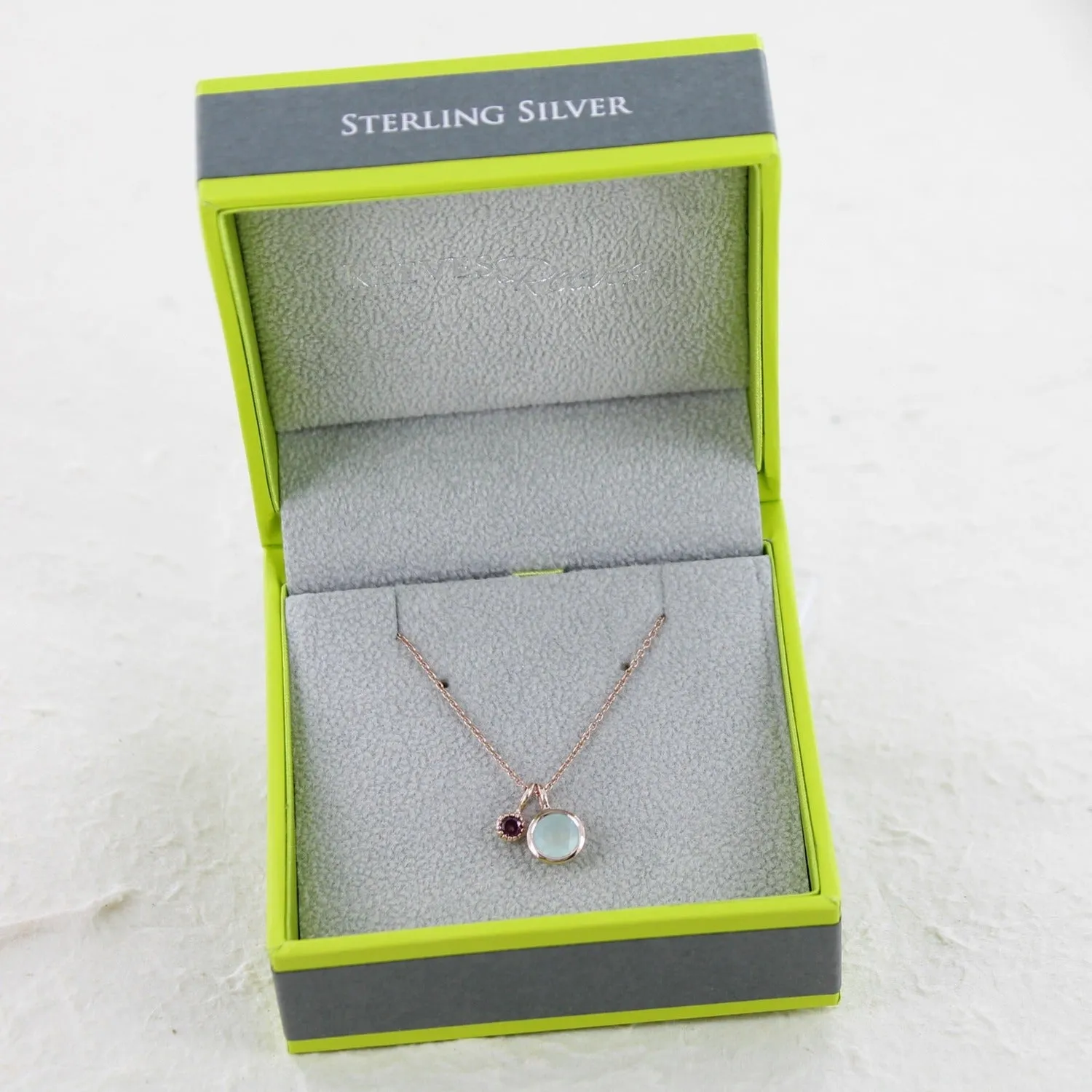 Sterling Silver Iris Moon and Garnet Necklace