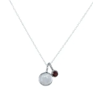 Sterling Silver Iris Moon and Garnet Necklace