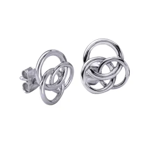 Sterling Silver Open Triple Interlocking Circle Stud Earrings