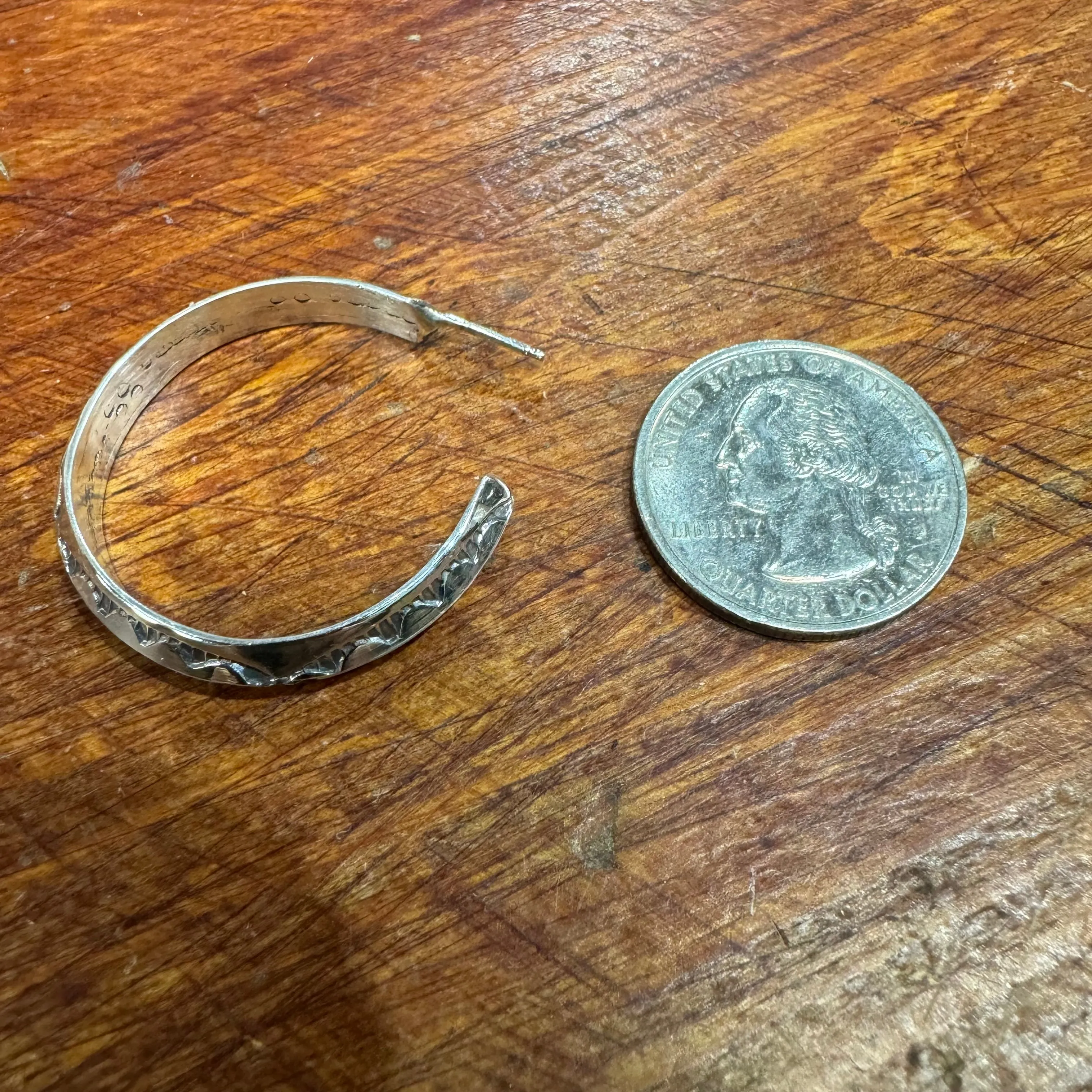 Sterling Silver Stamped Hoop Earrings
