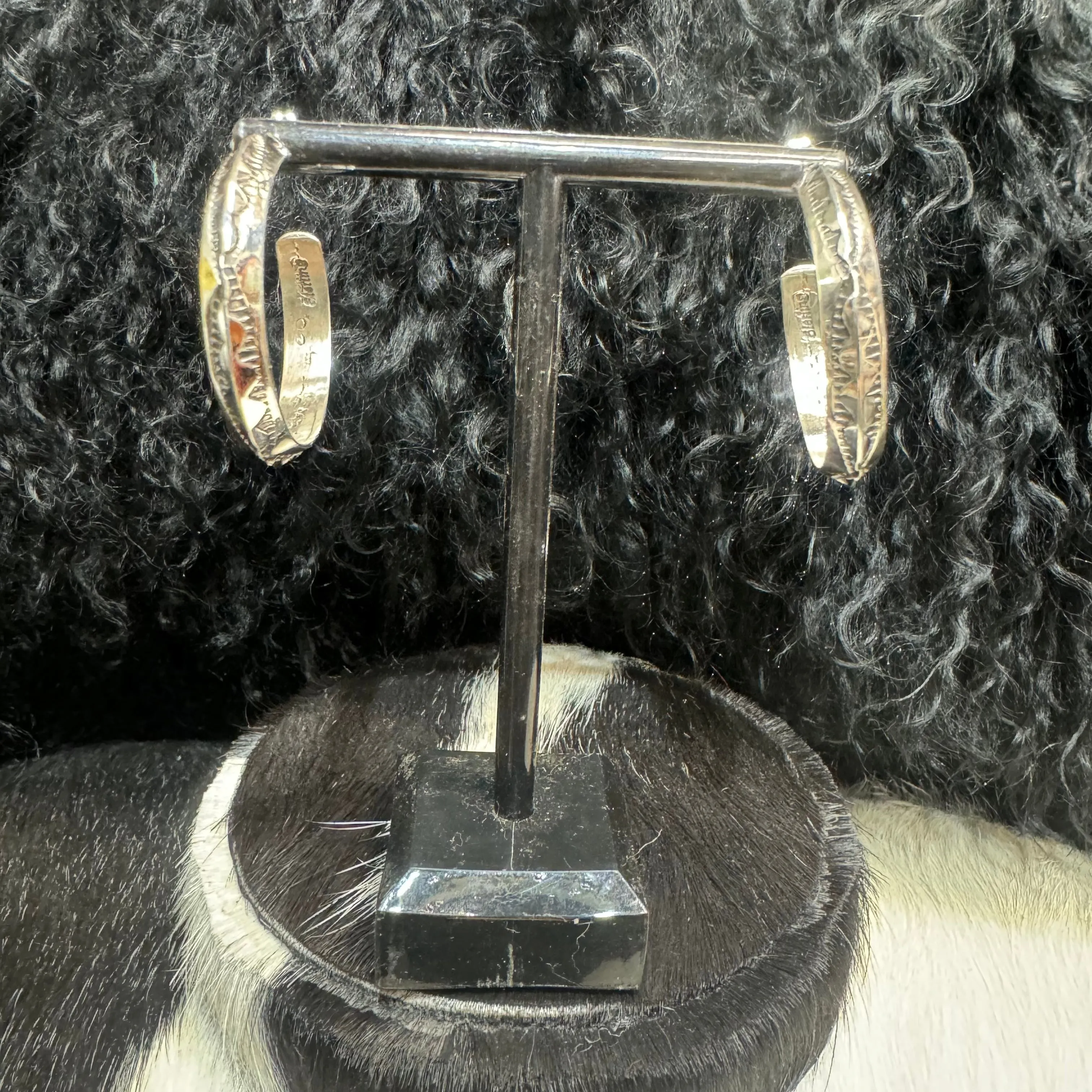 Sterling Silver Stamped Hoop Earrings