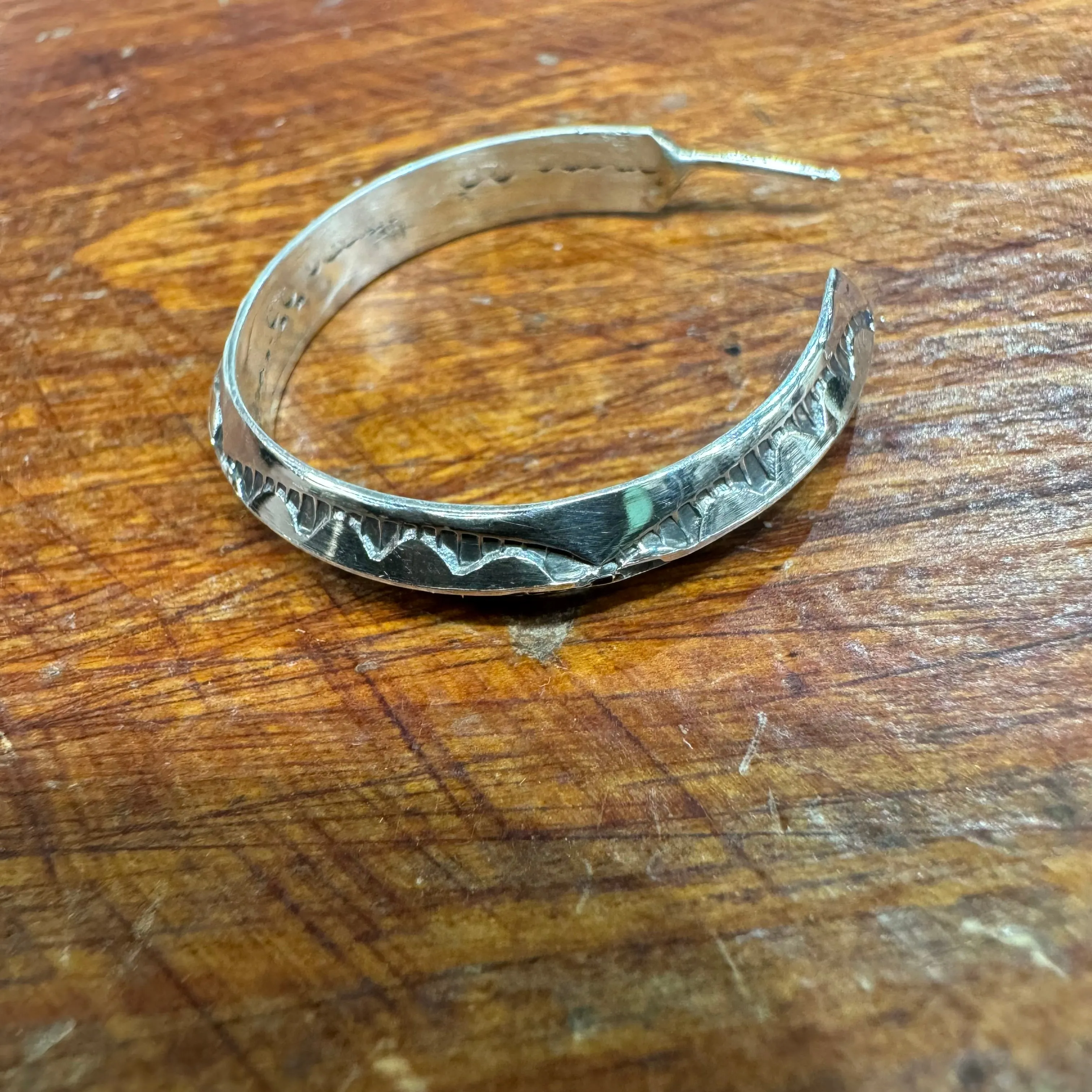Sterling Silver Stamped Hoop Earrings