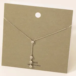 STEVIE SILVER Y CHAIN RHINESTONE NECKLACE