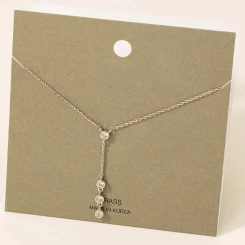 STEVIE SILVER Y CHAIN RHINESTONE NECKLACE