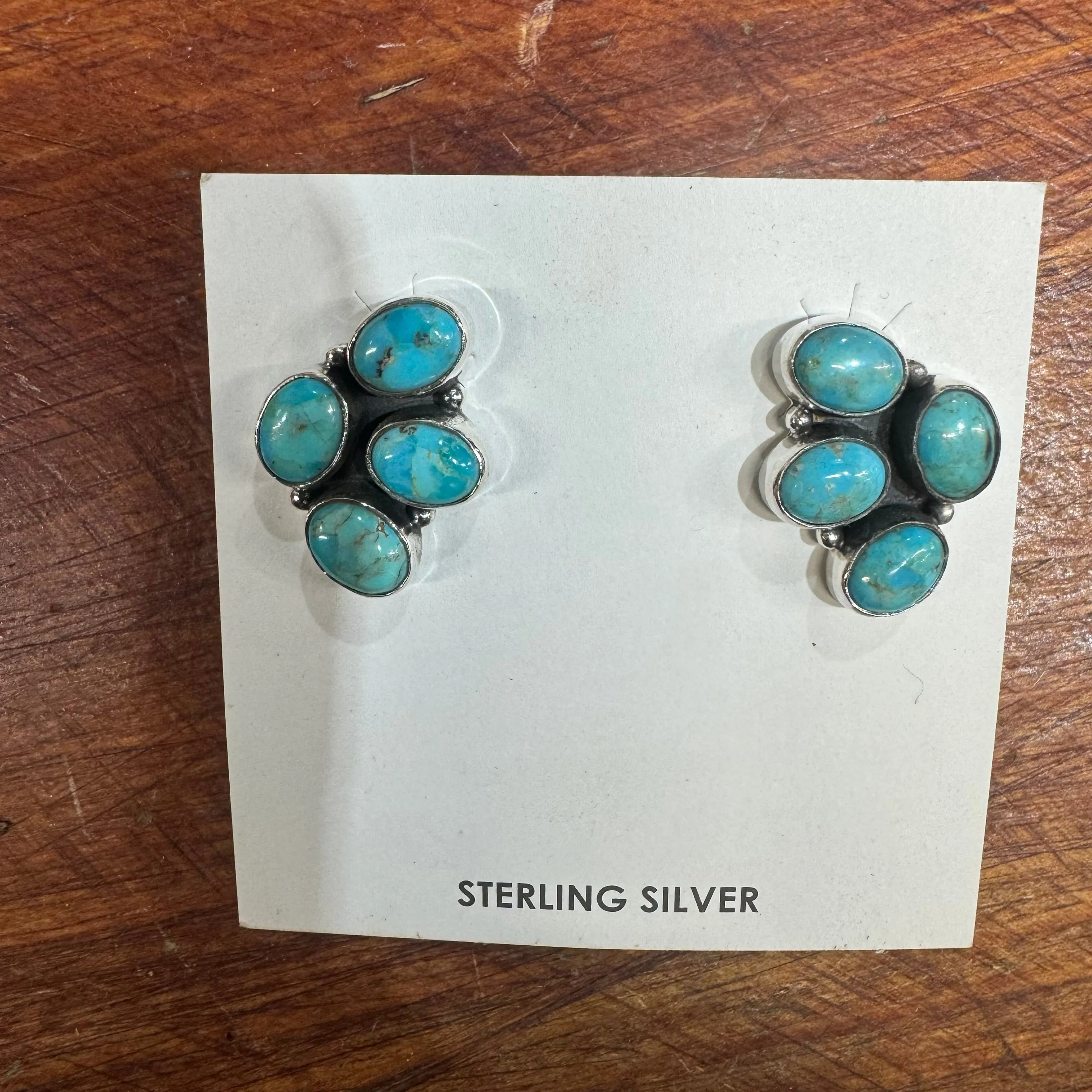 Stud 3 teardrop Kingman Turquoise Earrings