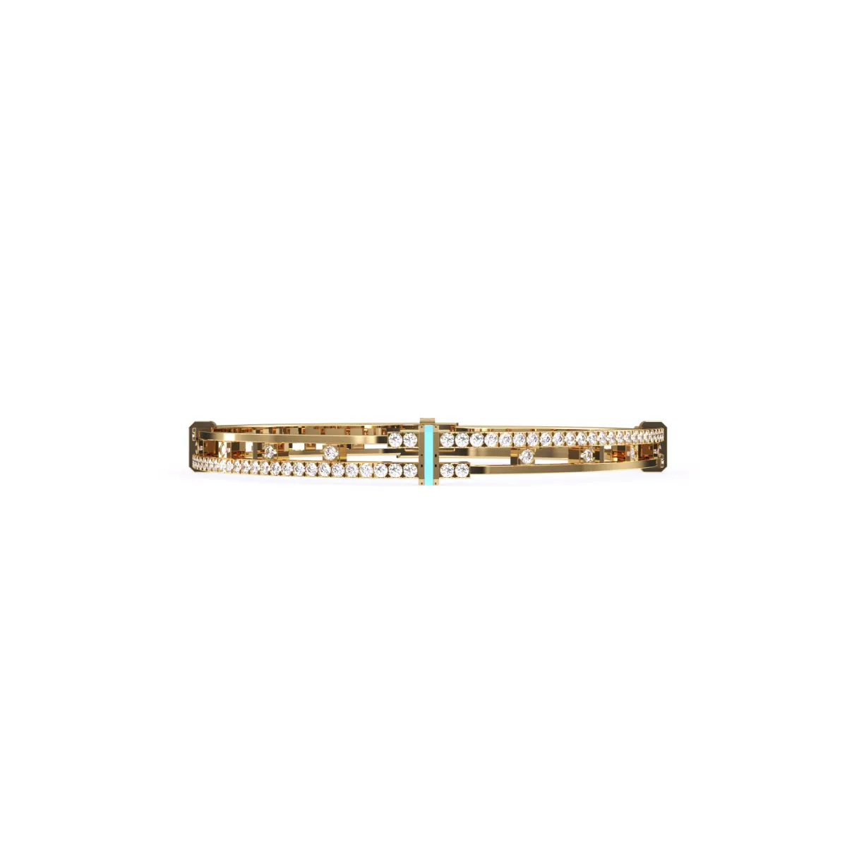 Stylish Round Diamond Two Row Bangle