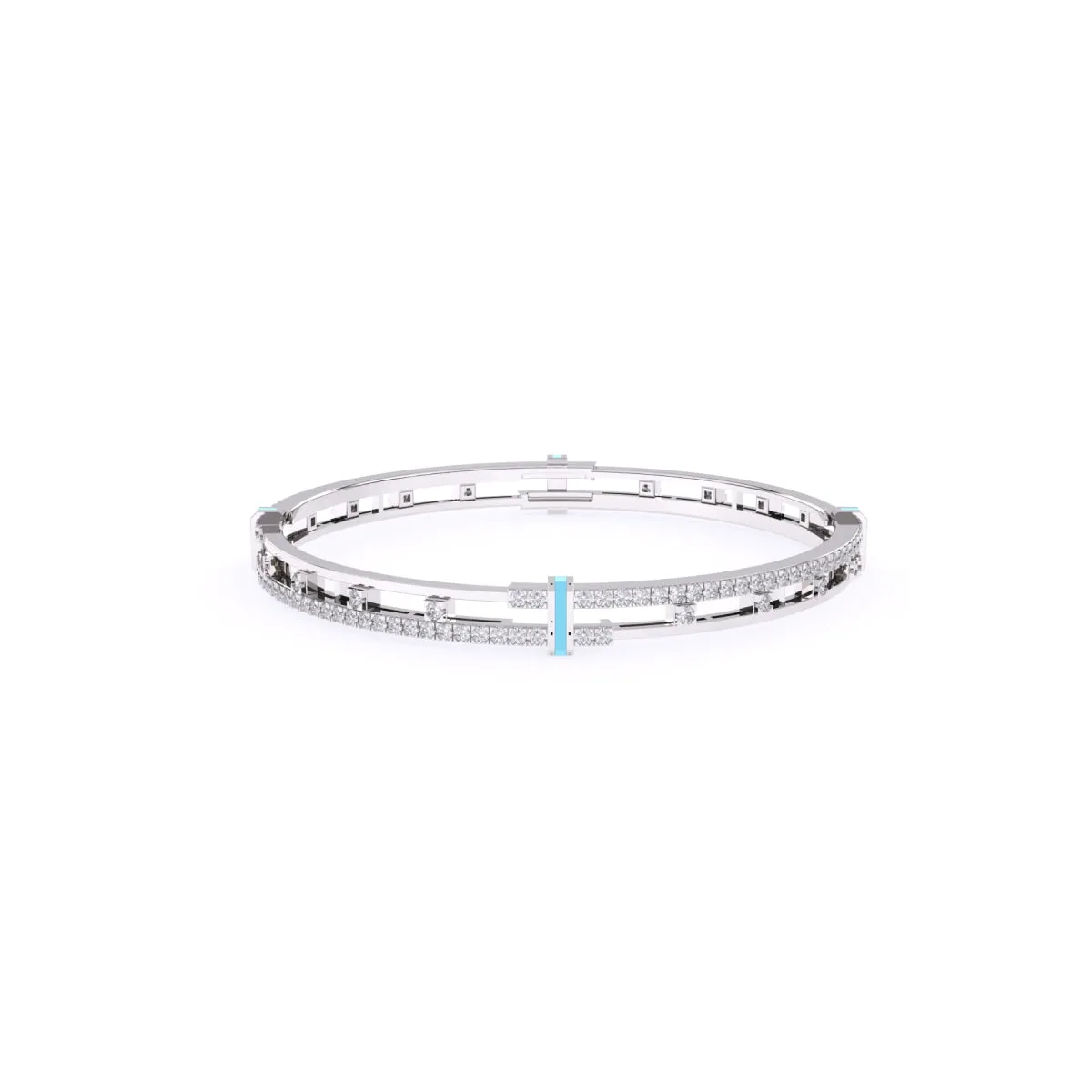 Stylish Round Diamond Two Row Bangle
