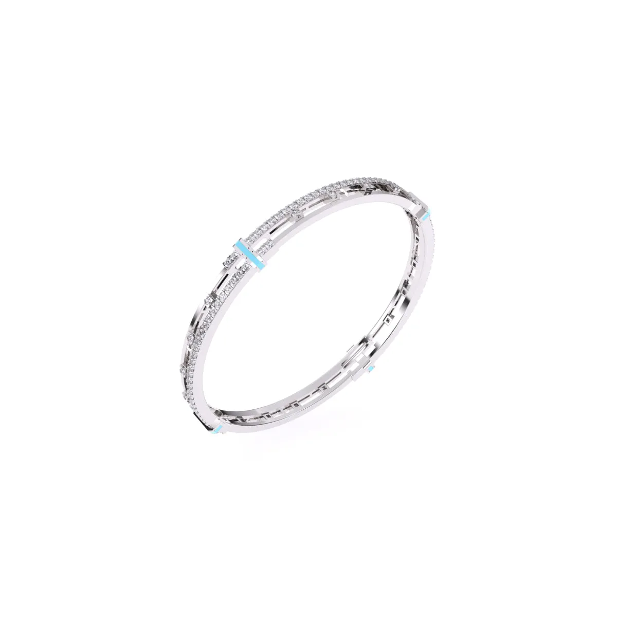 Stylish Round Diamond Two Row Bangle