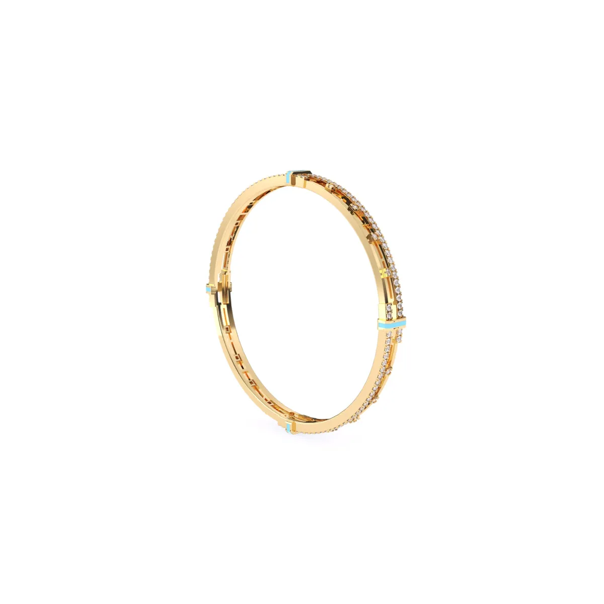 Stylish Round Diamond Two Row Bangle