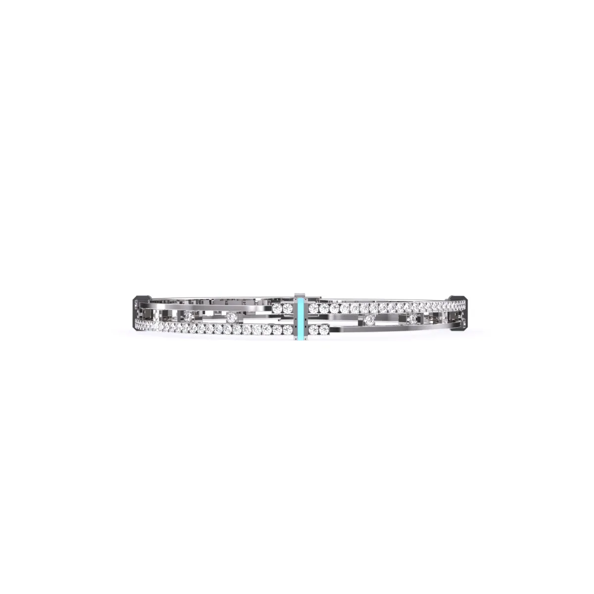 Stylish Round Diamond Two Row Bangle