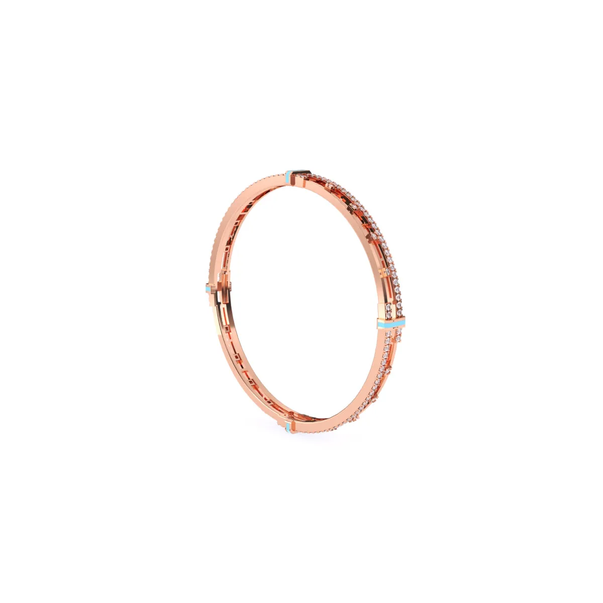 Stylish Round Diamond Two Row Bangle