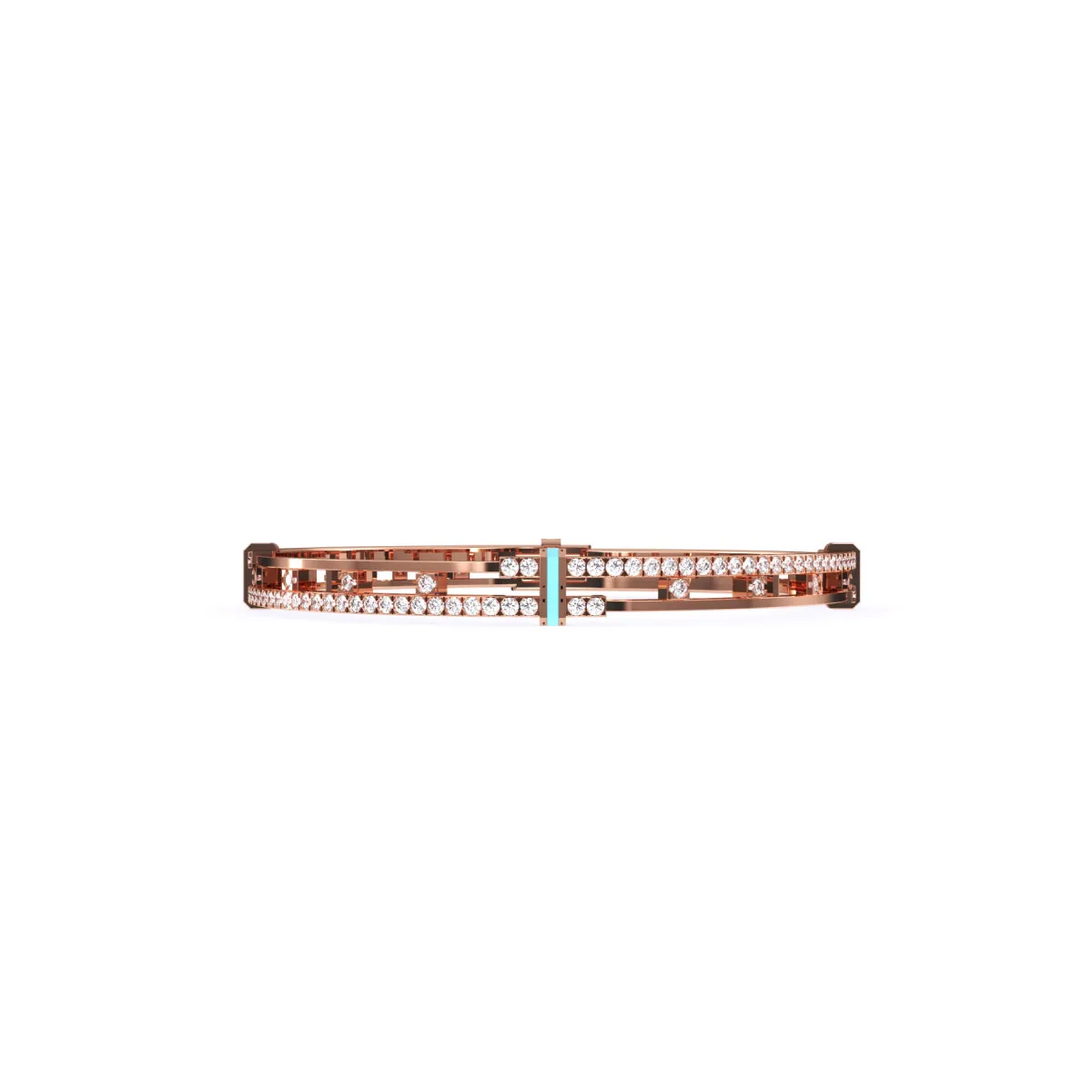 Stylish Round Diamond Two Row Bangle