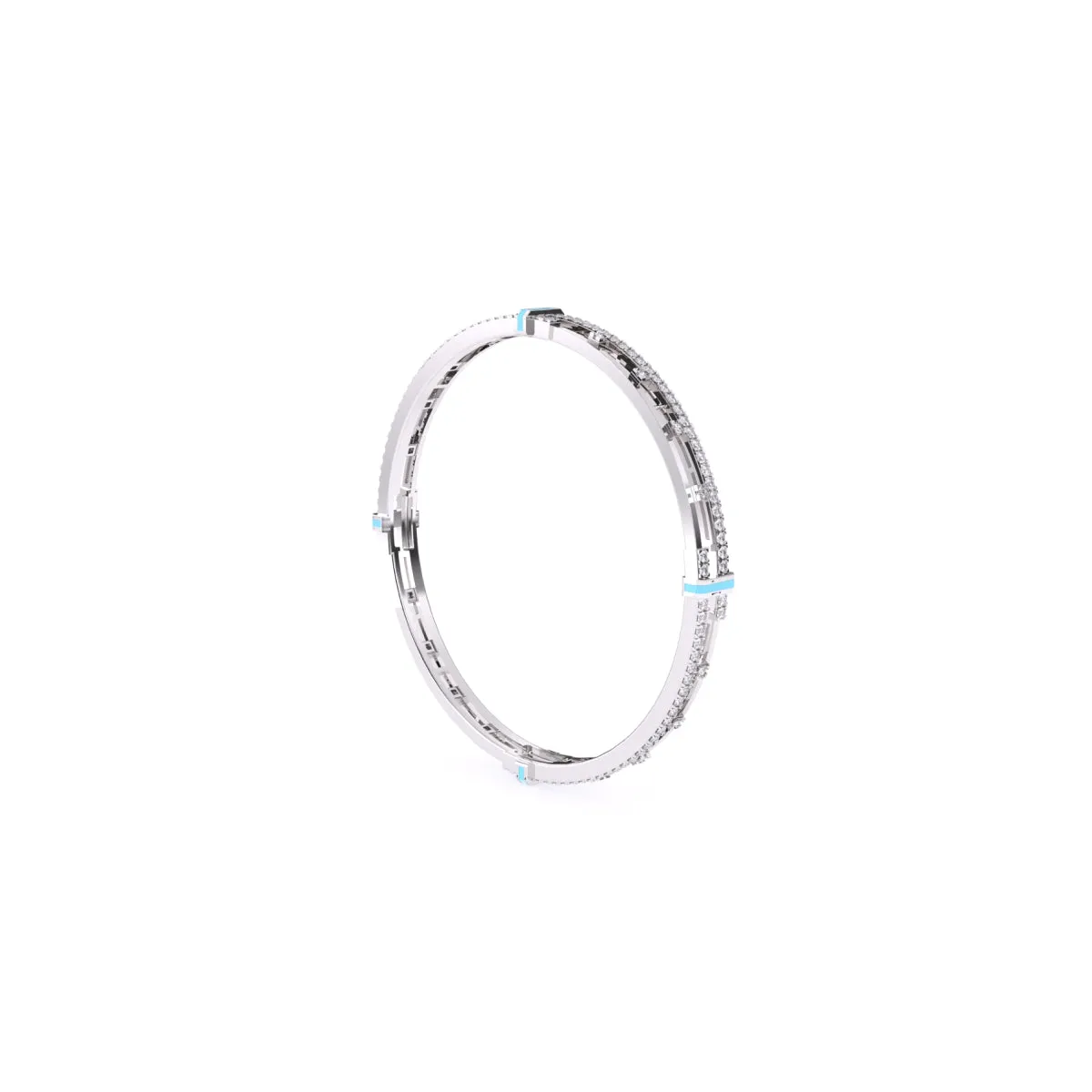 Stylish Round Diamond Two Row Bangle