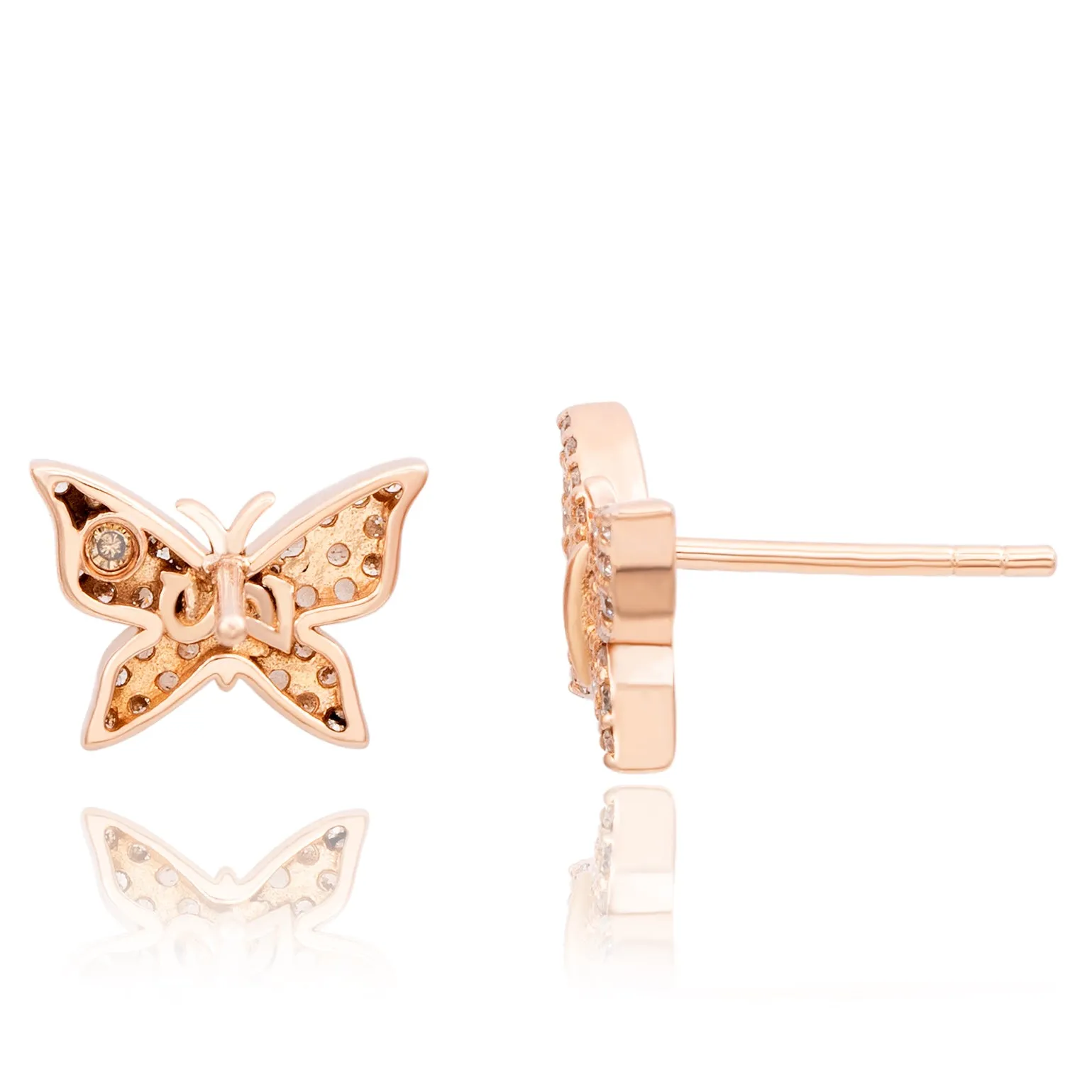 Suzy Levian 14K Rose Gold & .35cttw Diamond Pave Butterfly Earrings