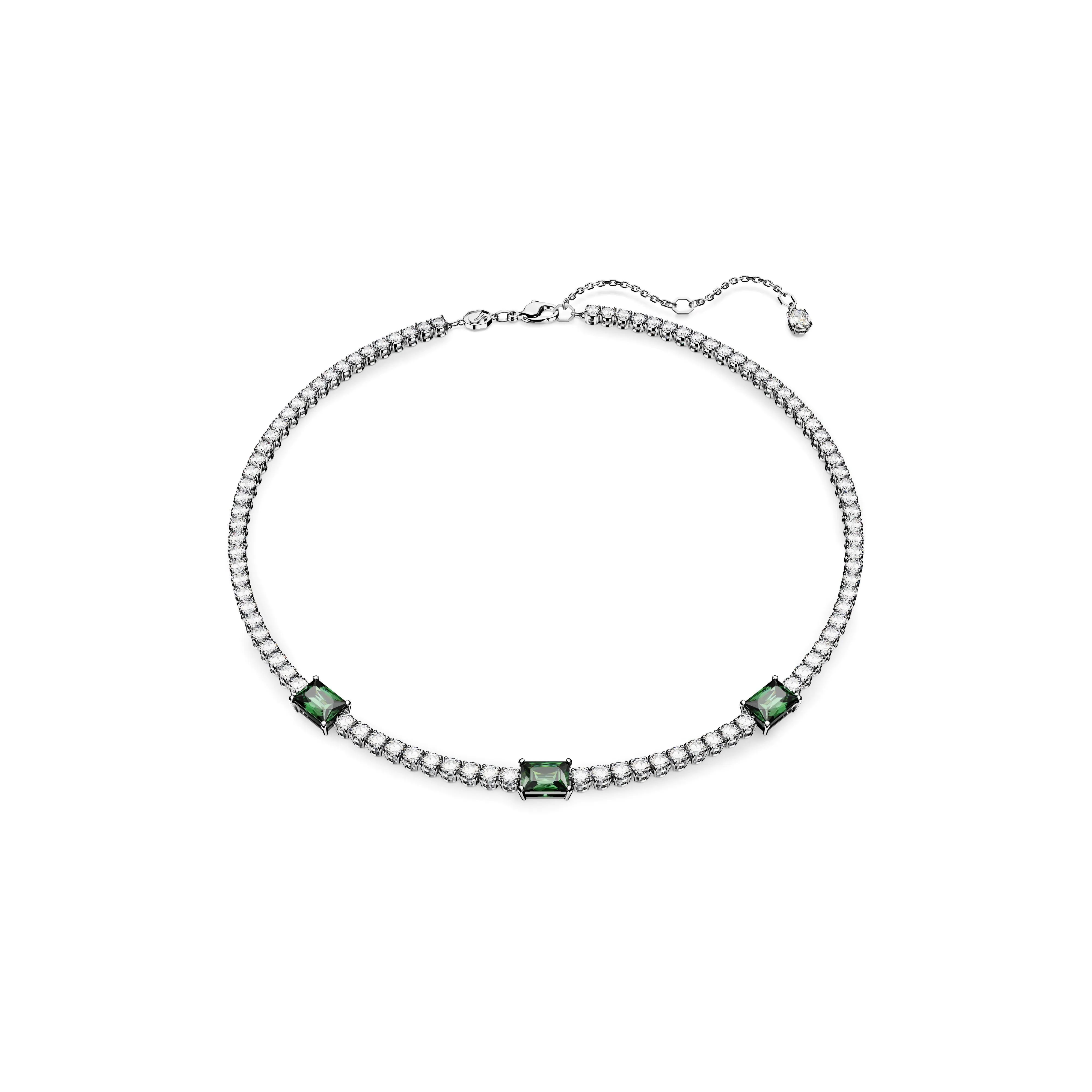 Swarovski Matrix Tennis Rhodium Green Necklace