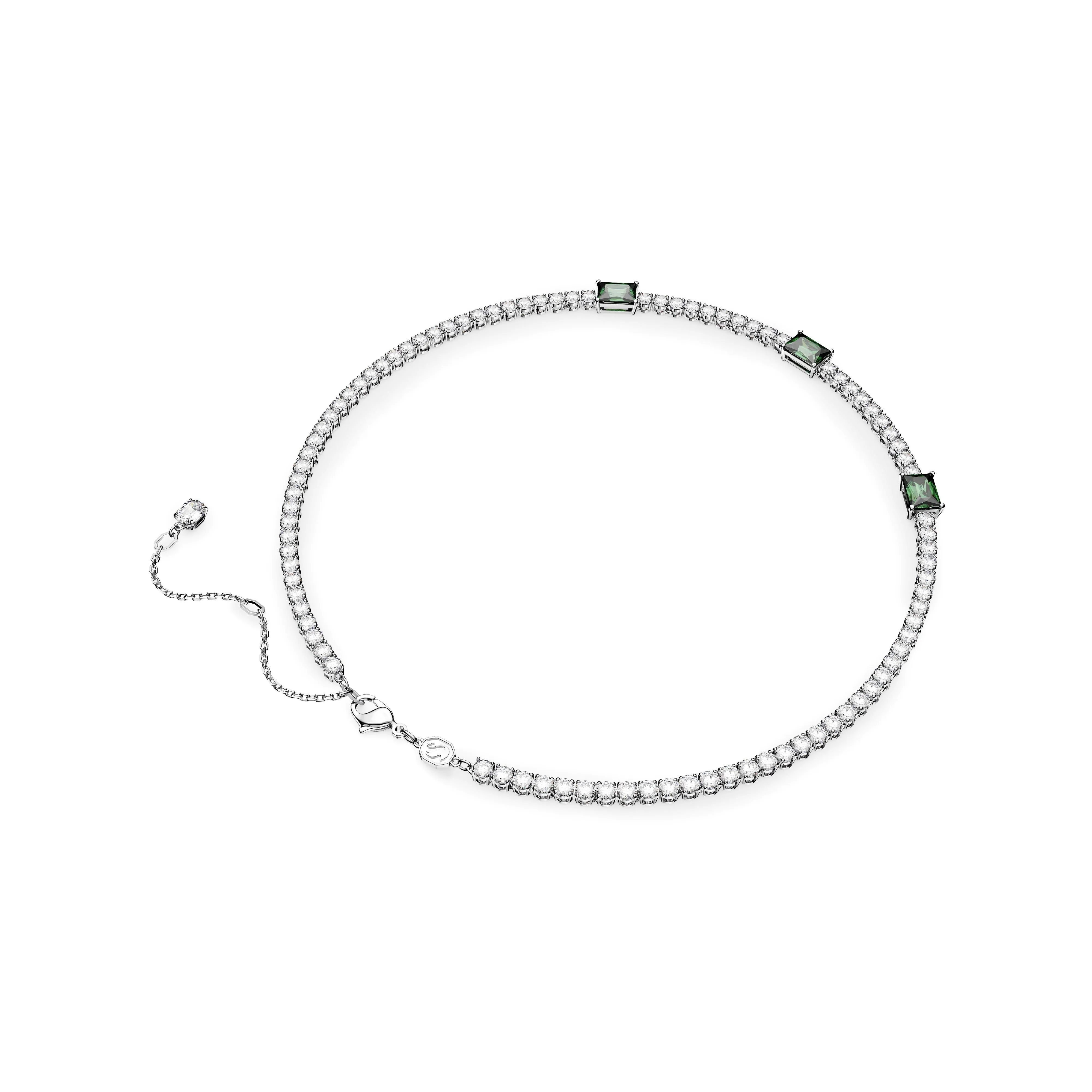 Swarovski Matrix Tennis Rhodium Green Necklace