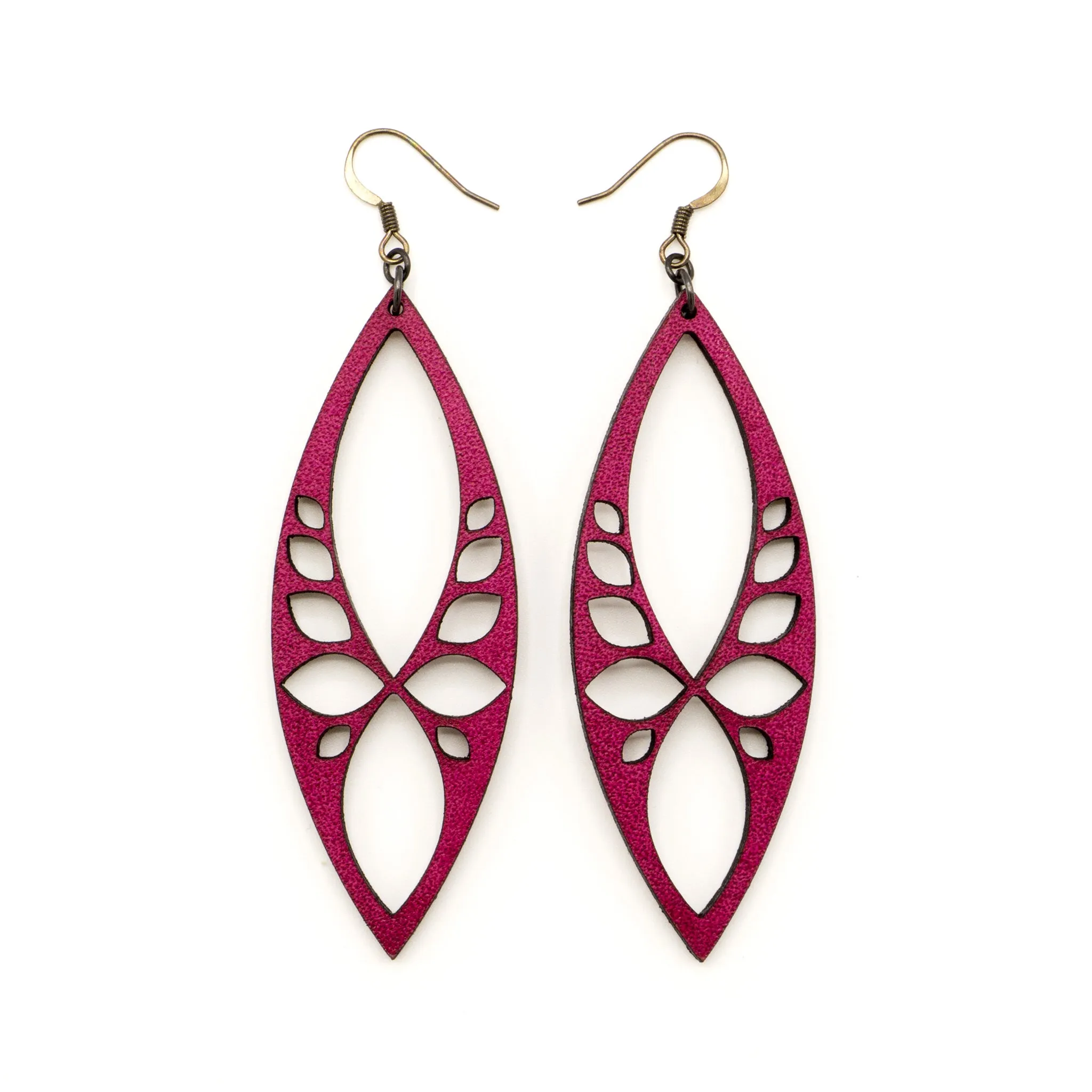 Terrabyte 05 // Leather Earrings - Fuchsia