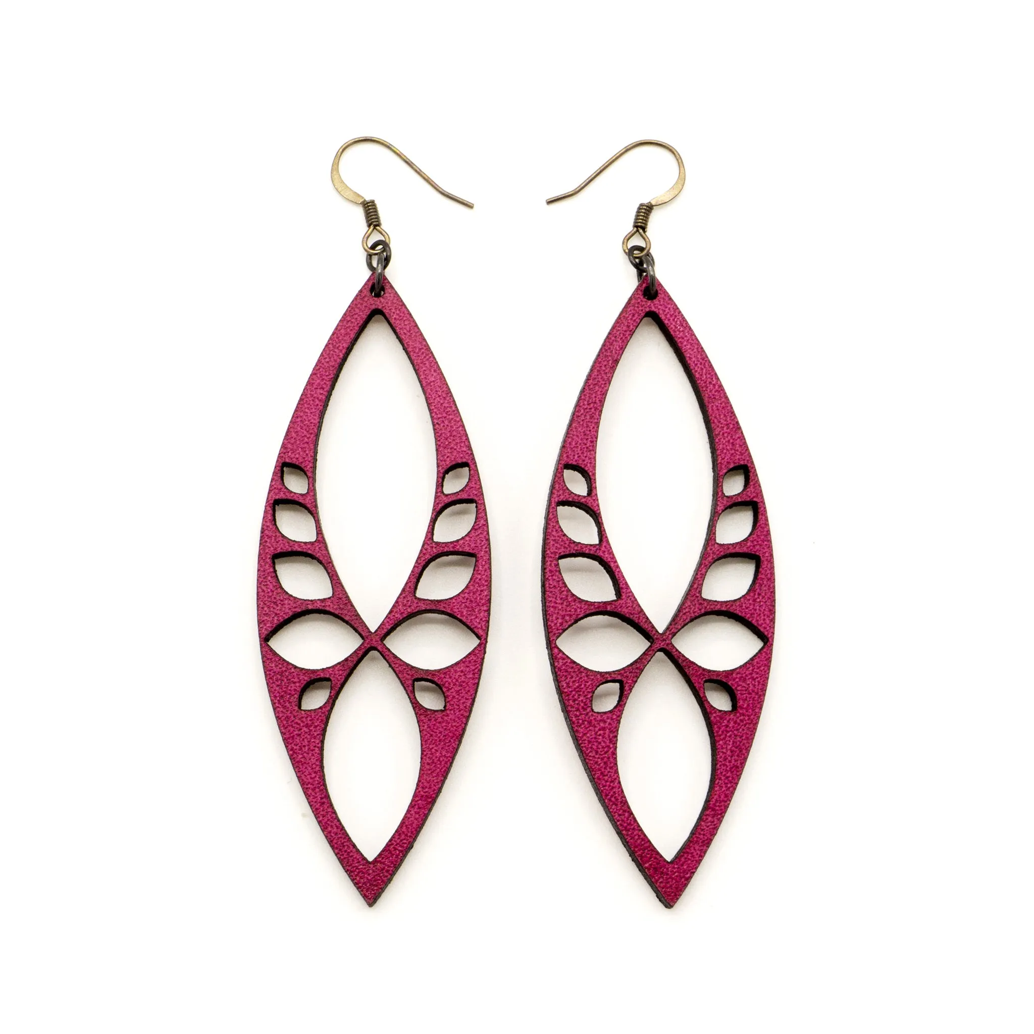 Terrabyte 05 // Leather Earrings - Fuchsia
