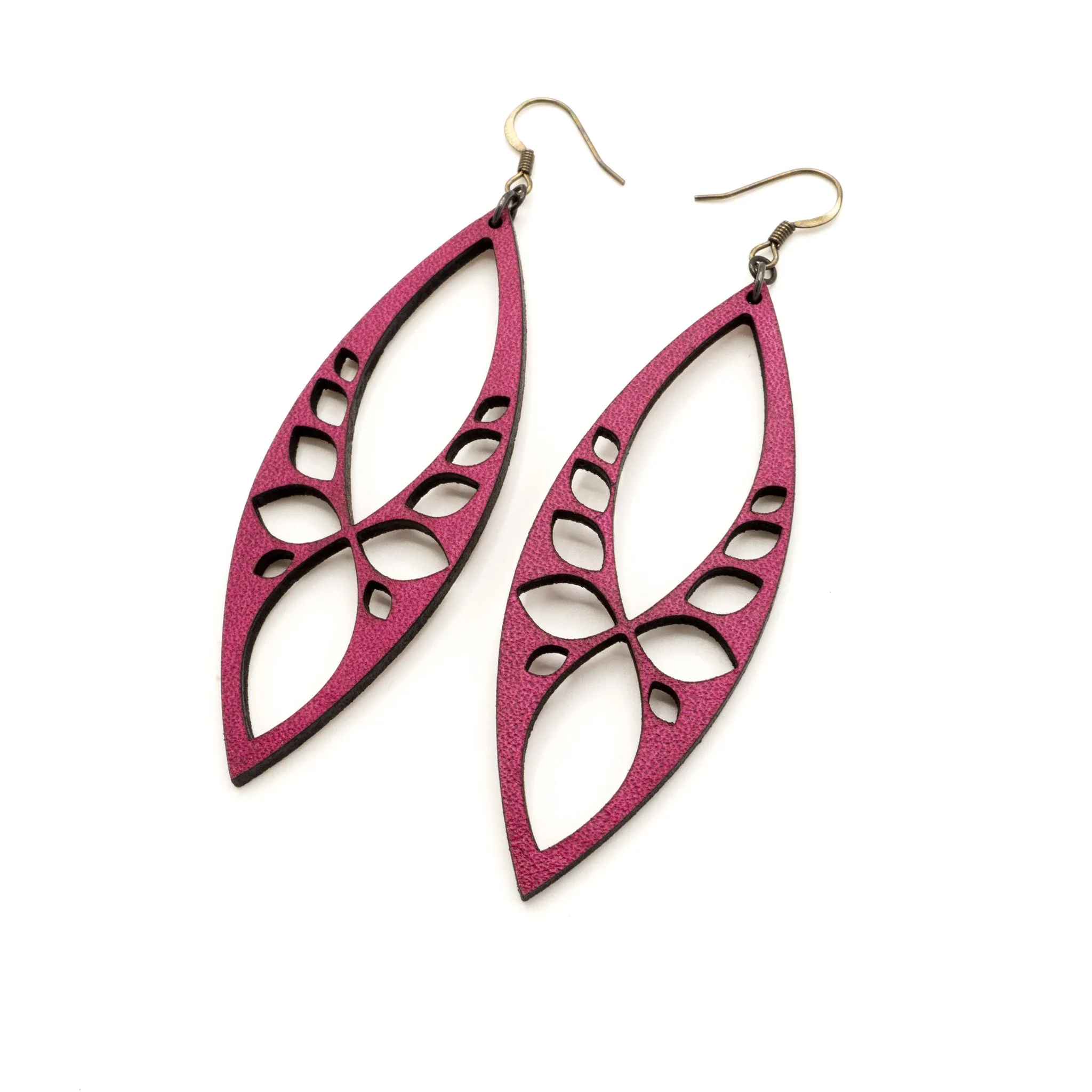 Terrabyte 05 // Leather Earrings - Fuchsia