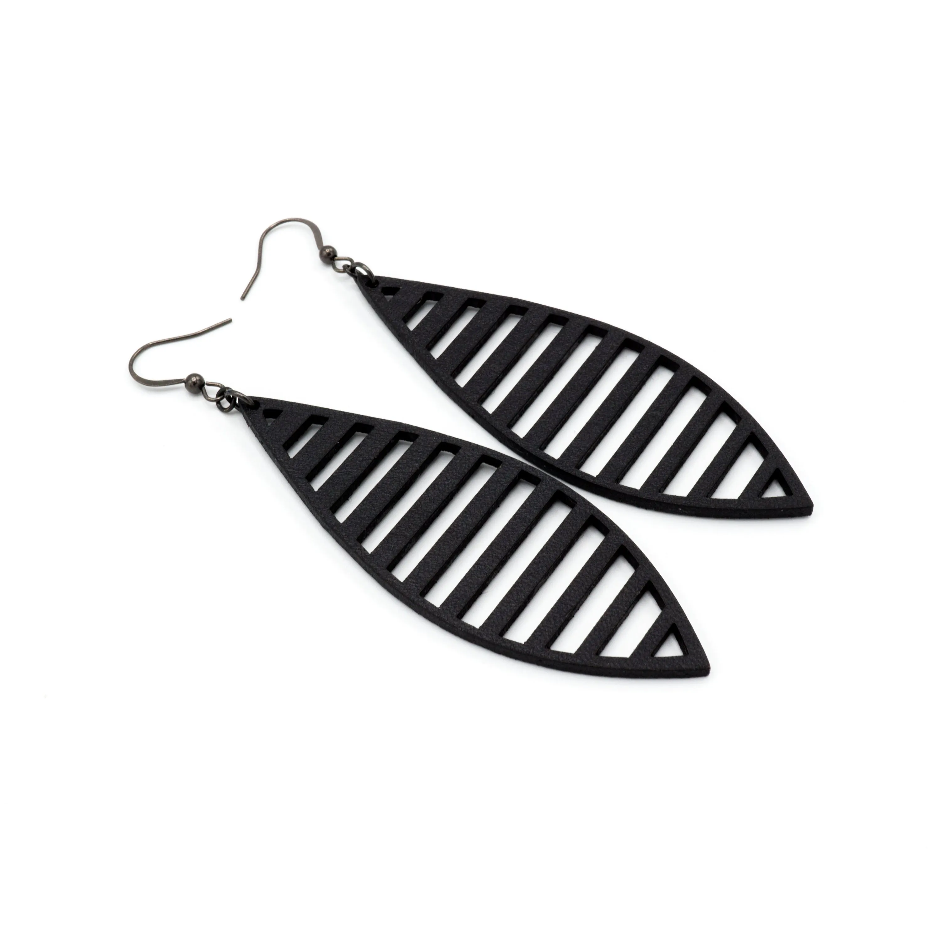 Terrabyte 11_1 // Leather Earrings - Black