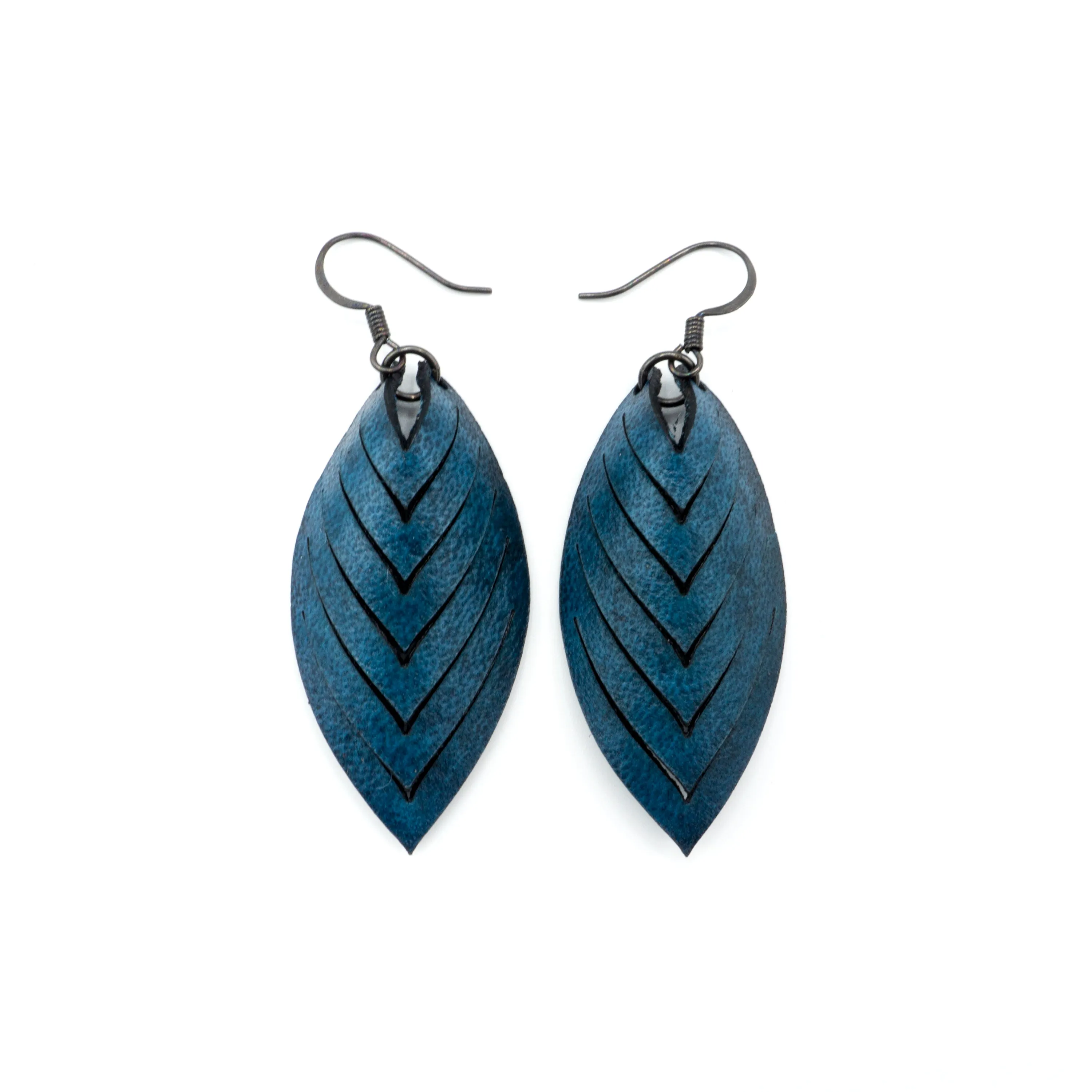 Terrabyte 14 [S] // Leather Earrings - Blue