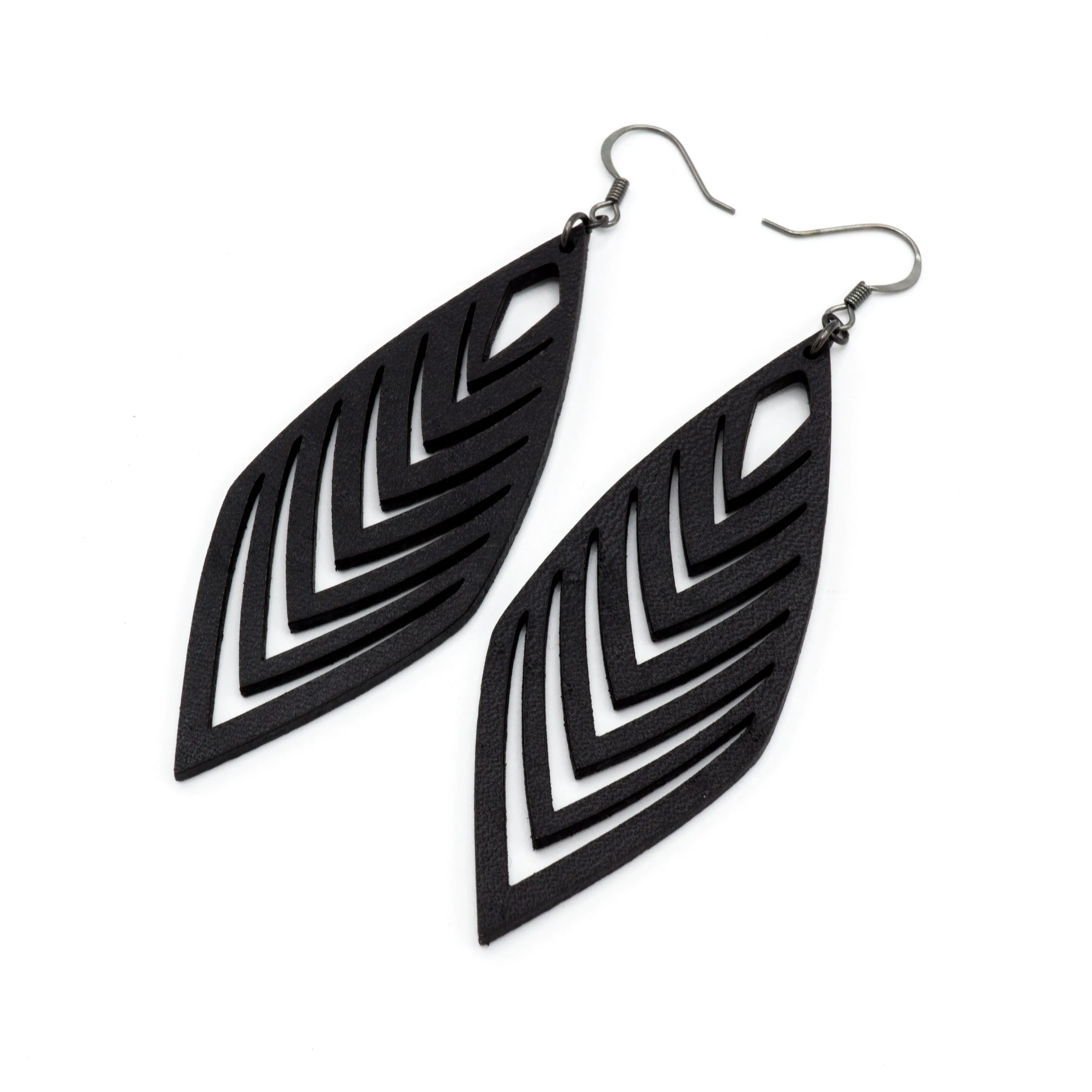 Terrabyte 18 // Leather Earrings - Black