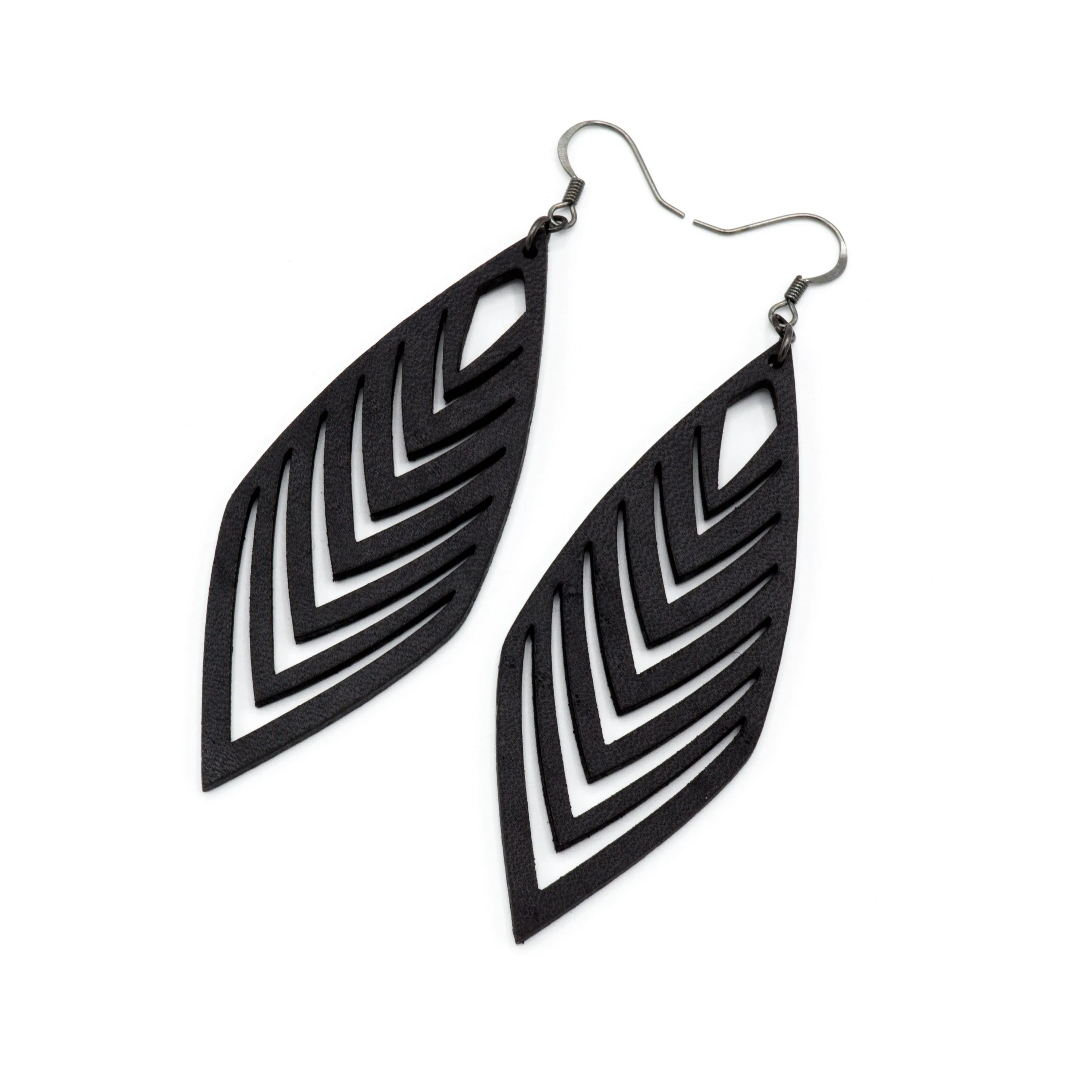Terrabyte 18 // Leather Earrings - Black