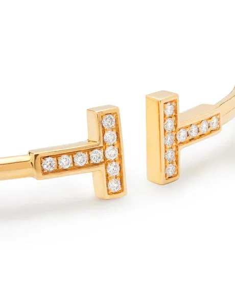 Tiffany & Co. Metallic T Diamond Yellow Gold Bracelet
