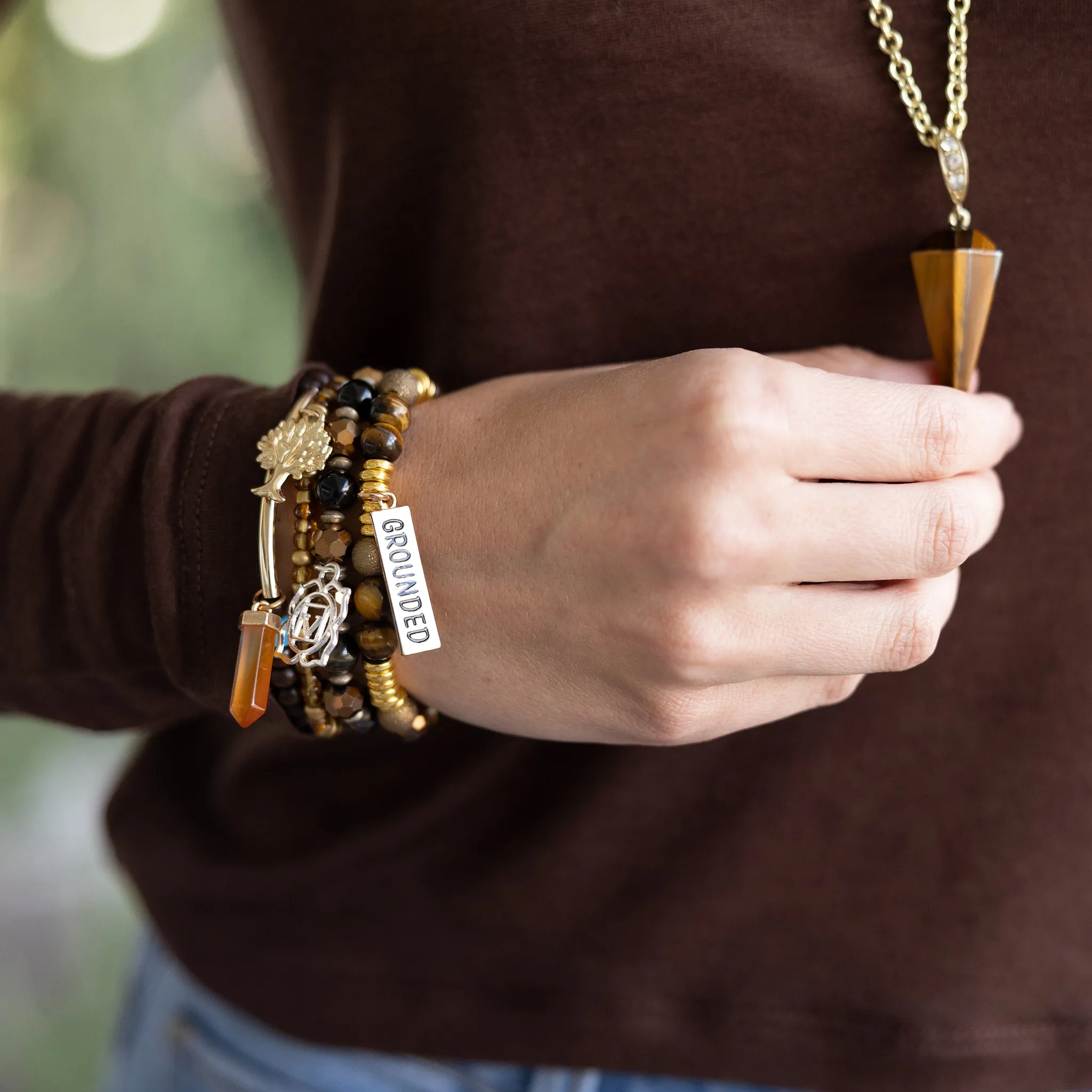 Tiger's Eye Crystal Pendulum Necklace