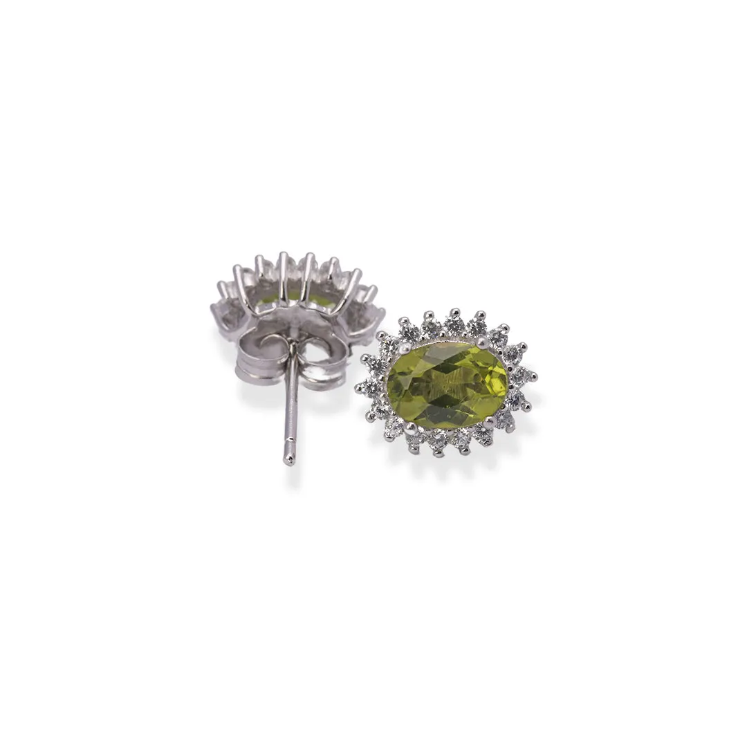 Timeless Oval Peridot Women's Earrings from Pakistan - Elegance in Every Stud