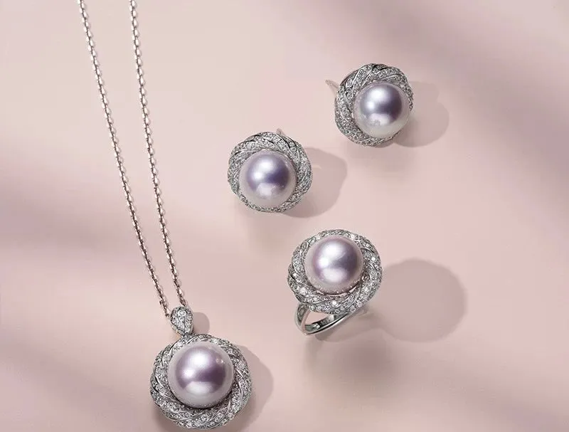 Timeless Pearl Crystal Swirl Stud Earrings -Lustrous and Radiant