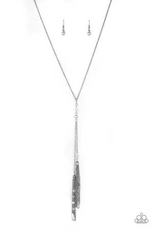 Timeless Tassels - White Necklace-Paparazzi
