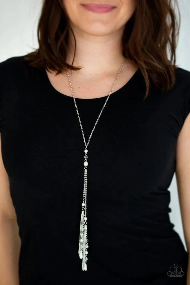 Timeless Tassels - White Necklace-Paparazzi