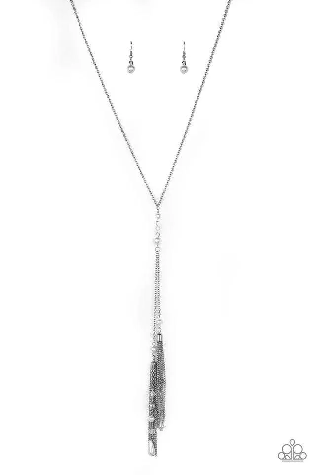 Timeless Tassels - White Necklace-Paparazzi