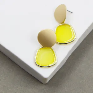 Transparent coloured resin earrings with sleek plain post