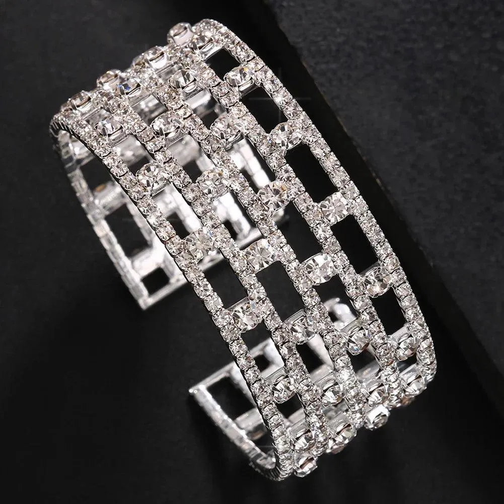 Trending Rhinestone Fashion Crystal Bangle Bracelets for Women - Elegant Hand Jewellery Bracelets