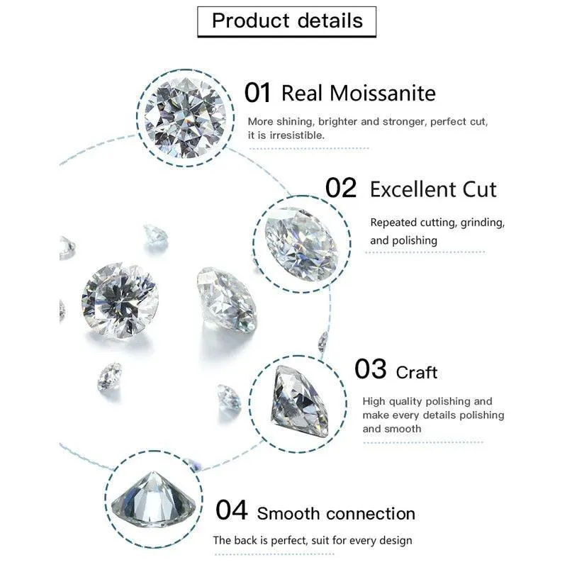 Trendy 100% Real GRA Certified 1CT Moissanite Diamonds Bracelets for Women - Silver Diamond Link Bracelets