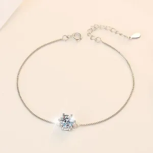Trendy 100% Real GRA Certified 1CT Moissanite Diamonds Bracelets for Women - Silver Diamond Link Bracelets