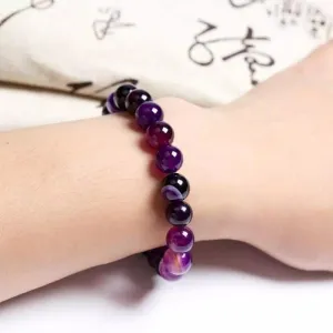 Trendy Natural Stone Love Purple Bead Bracelet Vintage Style